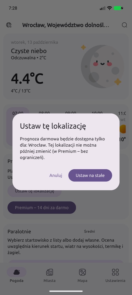 Ustawienie stałej lokalizacji w planie darmowym