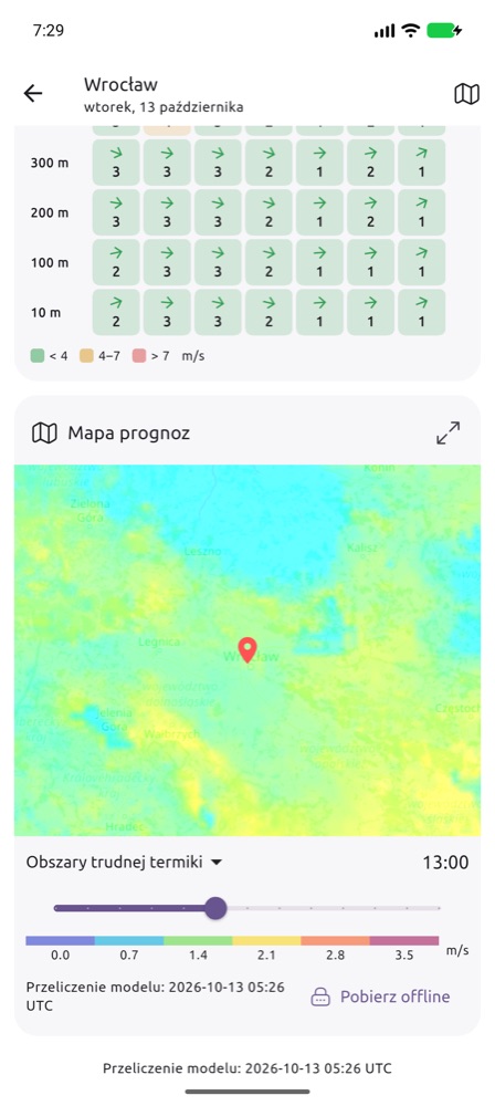 Mapa prognoz w aplikacji z suwakiem godziny